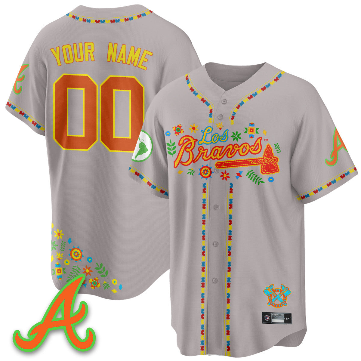 Custom Atlanta Braves 2025 "Los Bravos" Jersey - All Stitched