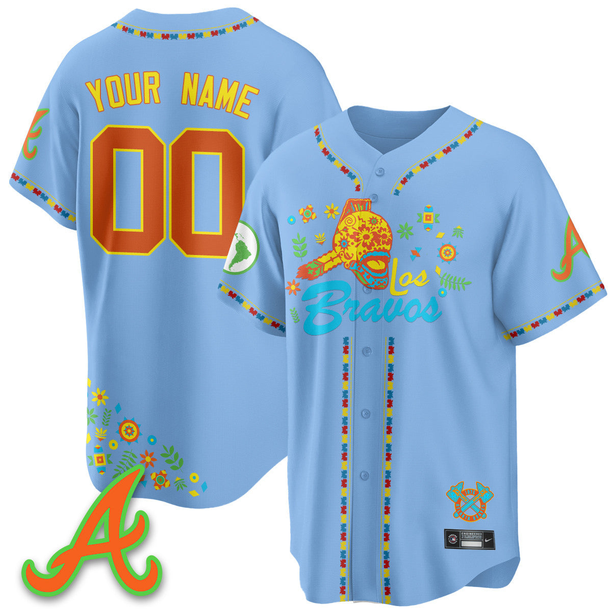 Custom Atlanta Braves 2025 "Los Bravos" Jersey V2 - All Stitched