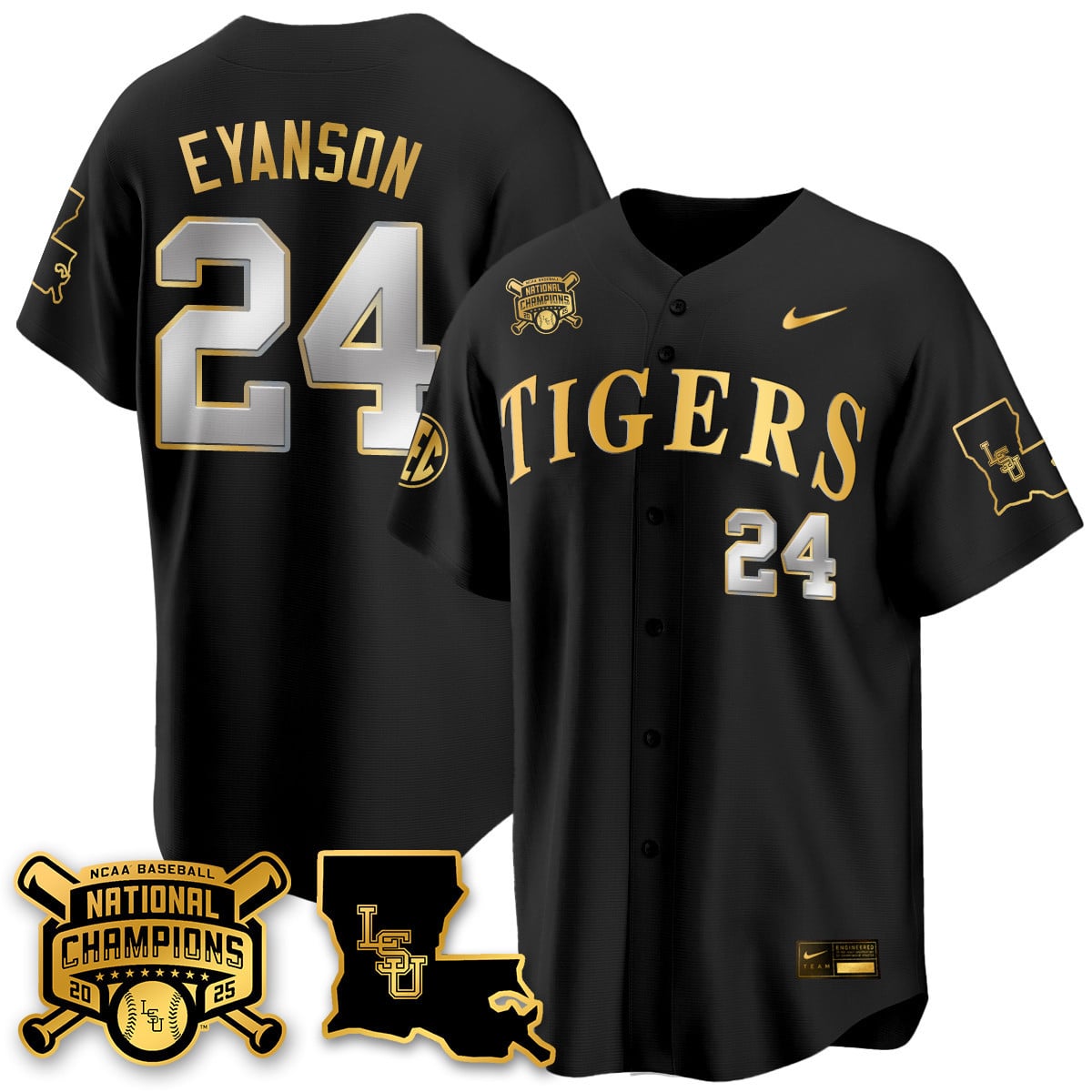 Women's LSU Tigers 2025 World Series Champions Limited Gold Jersey - All Stitched